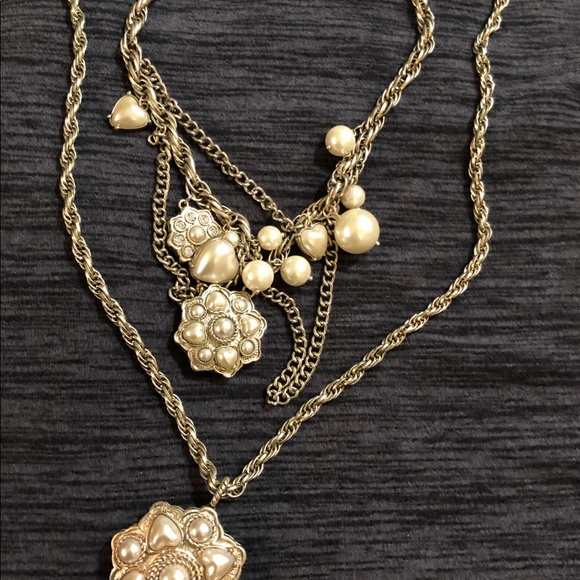 Jessica Simpson pearl necklace long short classy - Picture 1 of 5